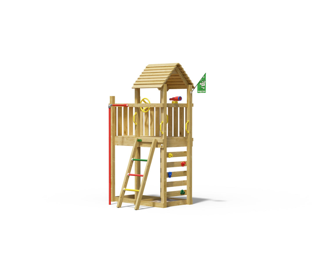Jungle Safari | Wooden climbing frame with fireman's pole