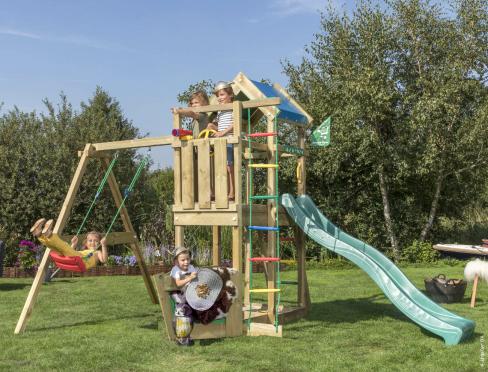 Wooden Climbing Frame for Garden • Viking 1-Swing 